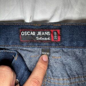 Oscar Jeans Men's Straight Jeans - Dark Blue with Red Accent